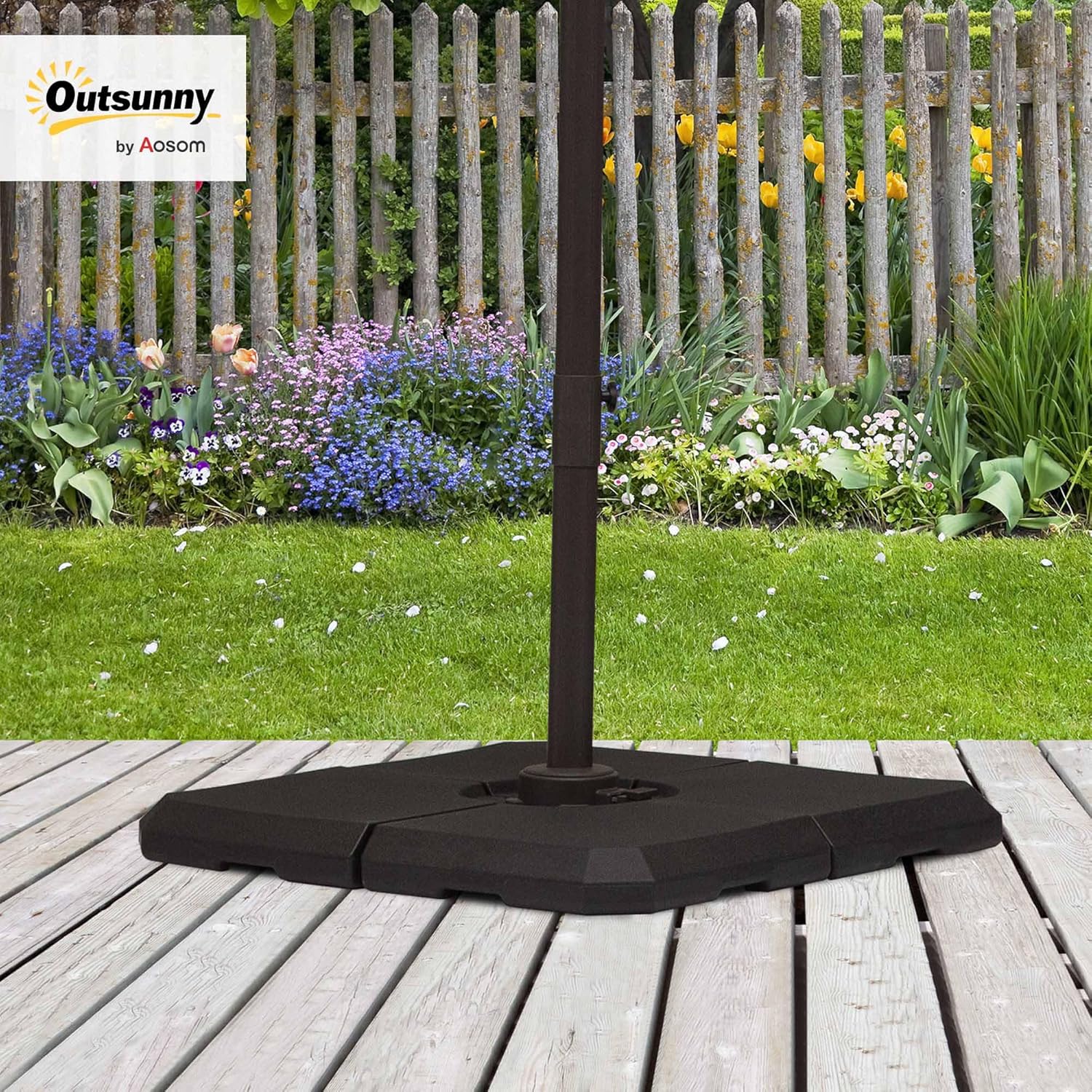 Outsunny 4-Piece Heavy Duty Cantilever Offset Umbrella Stand Base Weight, 264 lb. Capacity, Easy to Fill with Water or Sand