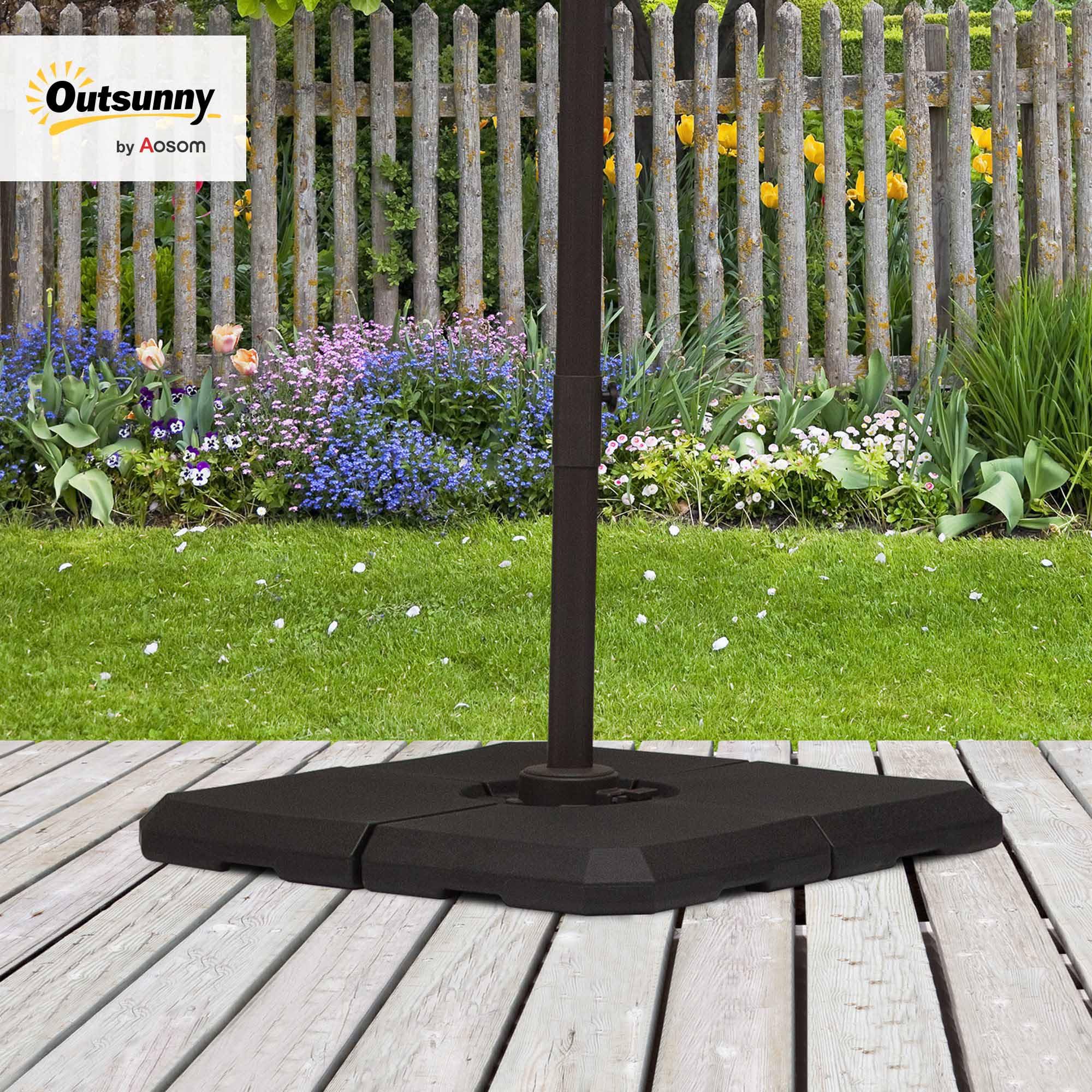 Pied pour parasol déporté remplissable 100l en plastique noir sweeek