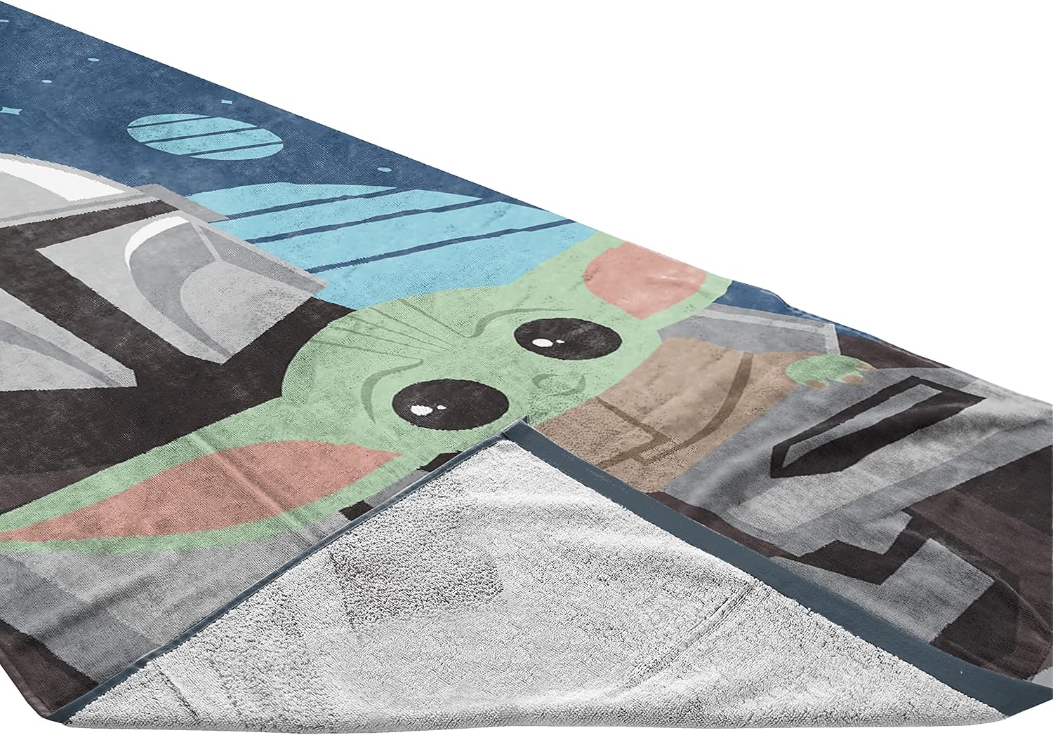 Jay Franco Star Wars The Mandalorian He's with Me Bath/Pool/Beach Towel - Super Soft & Absorbent Fade Resistant Cotton Towel Features Grogu/Baby Yoda, Measures 28 x 58 inches
