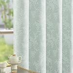 FMFUNCTEX Rideaux noirs bleu Jacquard 84 Inches Long pour la chambre à coucher, Scroll Flower Chenille Agritourisme Rideaux pour le salon obscurcissant thermal isolé Grommet Fenêtre rideaux 2 Panneaux