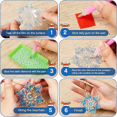 Miniatura 3 de 24 llaveros de pintura de diamantes de imitación de diamantes de imitación de Navidad para invierno con taladro completo 5D kits de adornos de