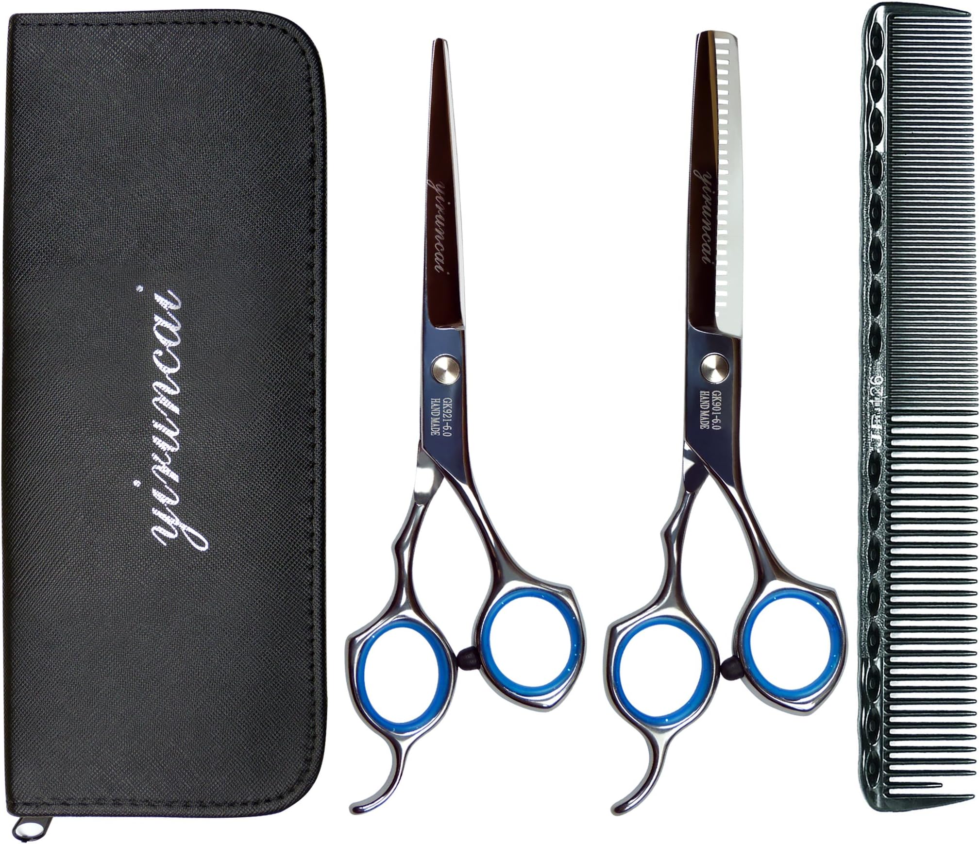 Professional Barber Hair Cutting & Thinning/Texturizing Scissors/Shears Kit Set, 6 Inch Stainless Steel Barber Handmade Hair-Cutting with a Comb and Case