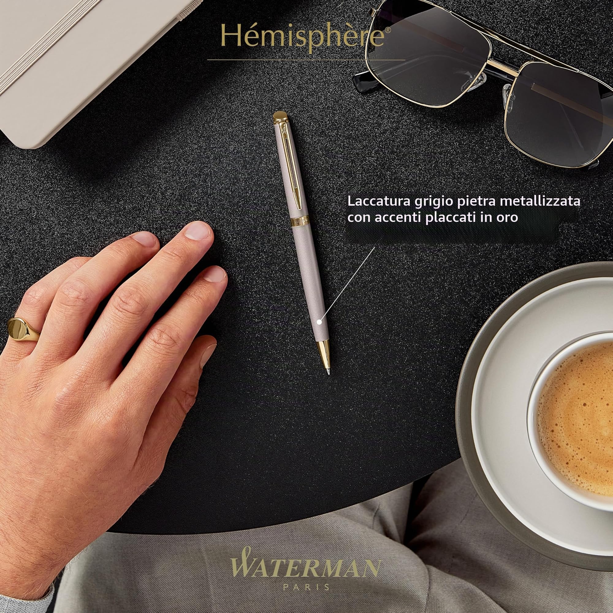 Waterman Hémisphère Penna a sfera | The Understated Edit | Grigio pietra | punta media | Inchiostro blu | confezione regalo