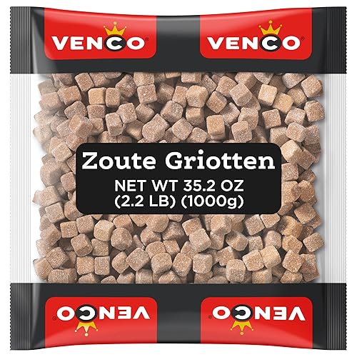 Venco Griotten Salty Licorice Squares - Original Dutch Licorice Candy from Netherlands - Sweet and Salted Soft Anise Candy, Sugar Coated Liquorice