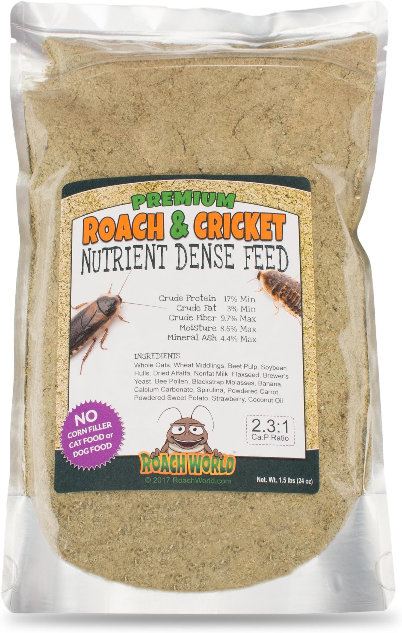 Premium Roach Chow for Dubia & Crickets with Super Foods - Ca:P Balanced (24oz)