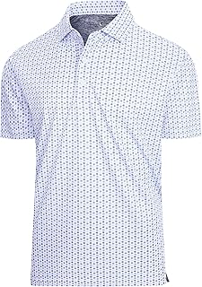 Mens Golf Shirts Print Moisture Wicking Short Sleeve Performance Dry Fit Stretch Active Polo Shirts for Men