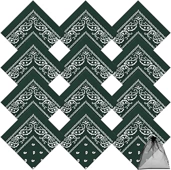 URATOT 12 Pack Novelty Bandanas Paisley Print Cowboy Bandana Handkerchiefs, Assorted Colors