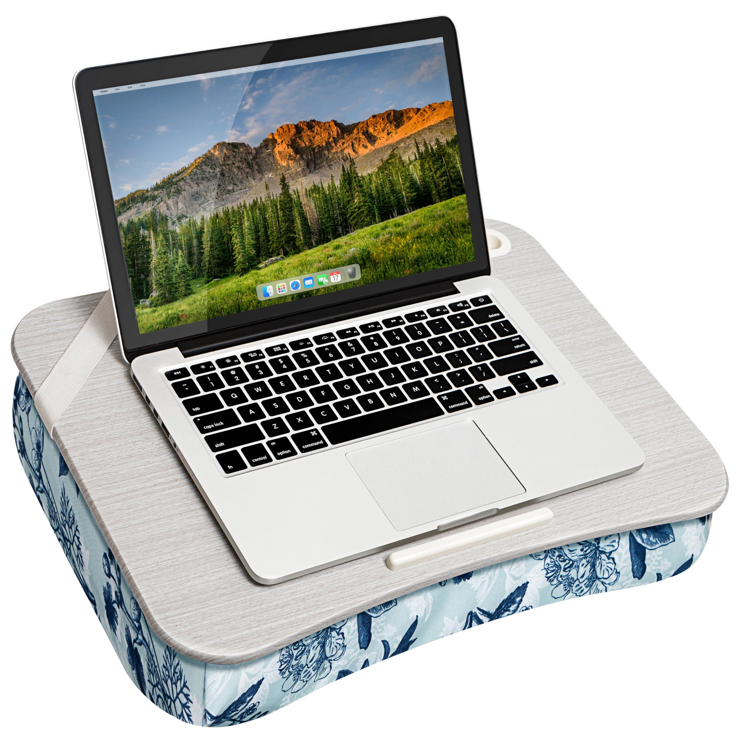LAPGEAR XL Designer Lap Desk with Phone Holder and Device Ledge - Blue Blossoms - Fits up to 17.3 Inch Laptops - Style No. 45533