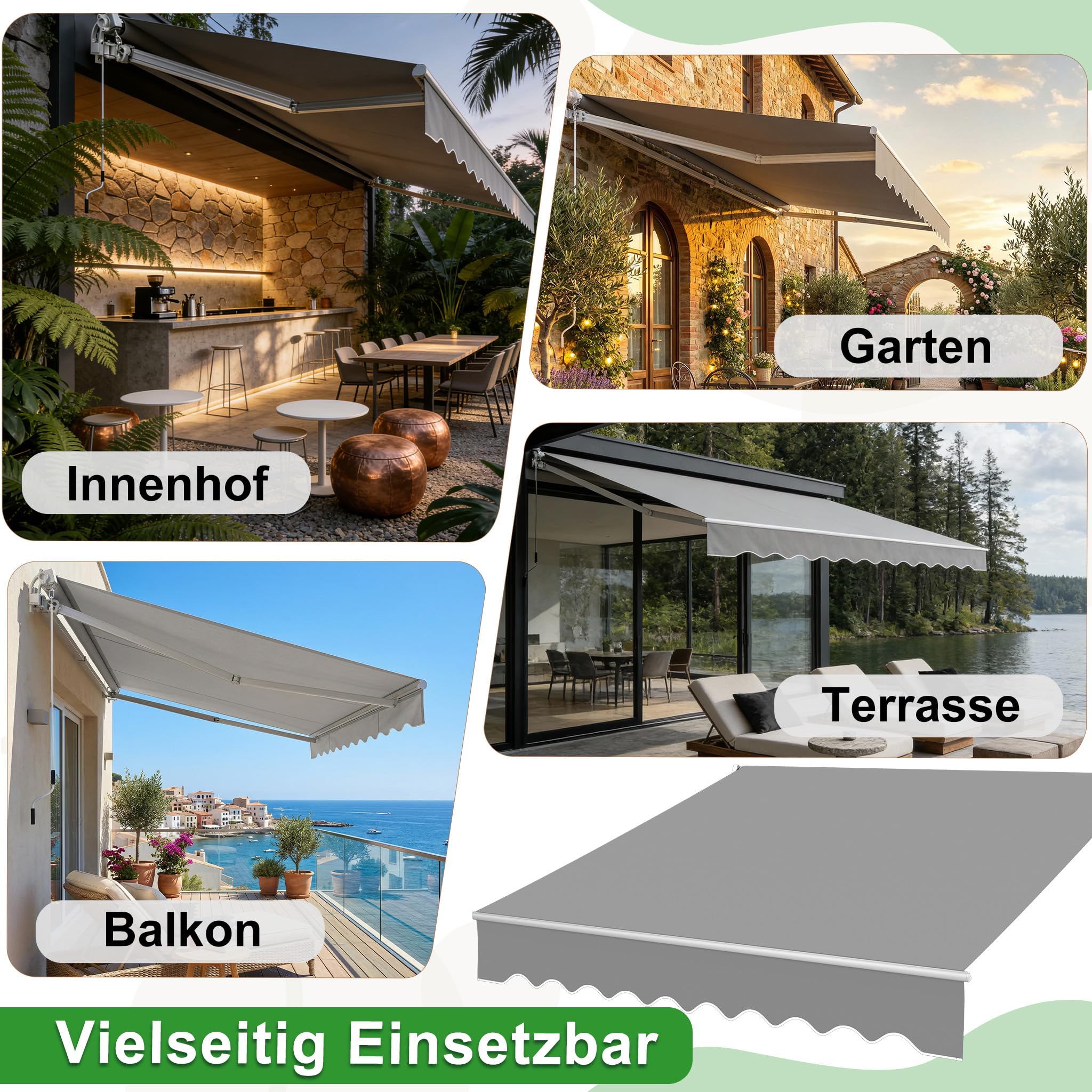 Tenda da sole per balcone 250 x 200 cm grigio chiaro