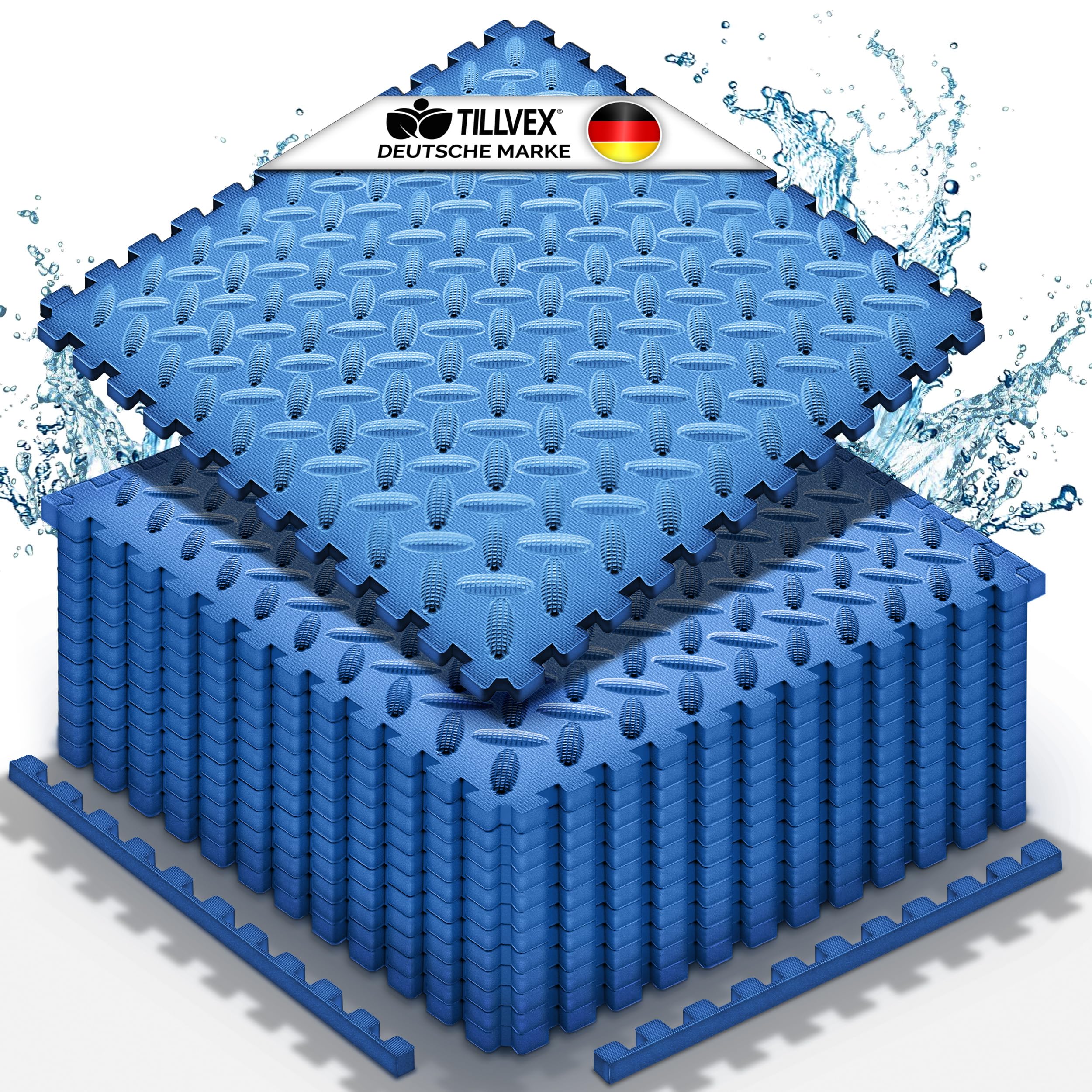 tillvex® Lot de 12 tapis de protection pour piscine | Tapis de sol pour piscine et bassin | Tapis de piscine pour extérieur | Tapis de protection thermique pour le sol | Toile de fond pour jacuzzi
