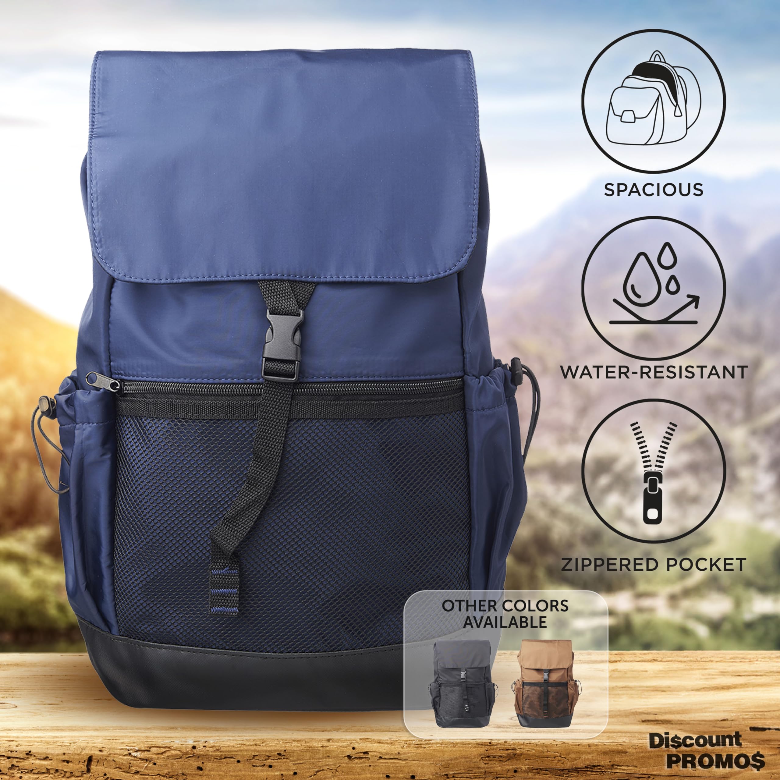 DISCOUNT PROMOS Ensenada Satchel Backpacks Set of 6, Bulk Pack - Stylish, Multi-Compartment, Secure Zip, Ideal for Work, Travel, Casual Use - Blue