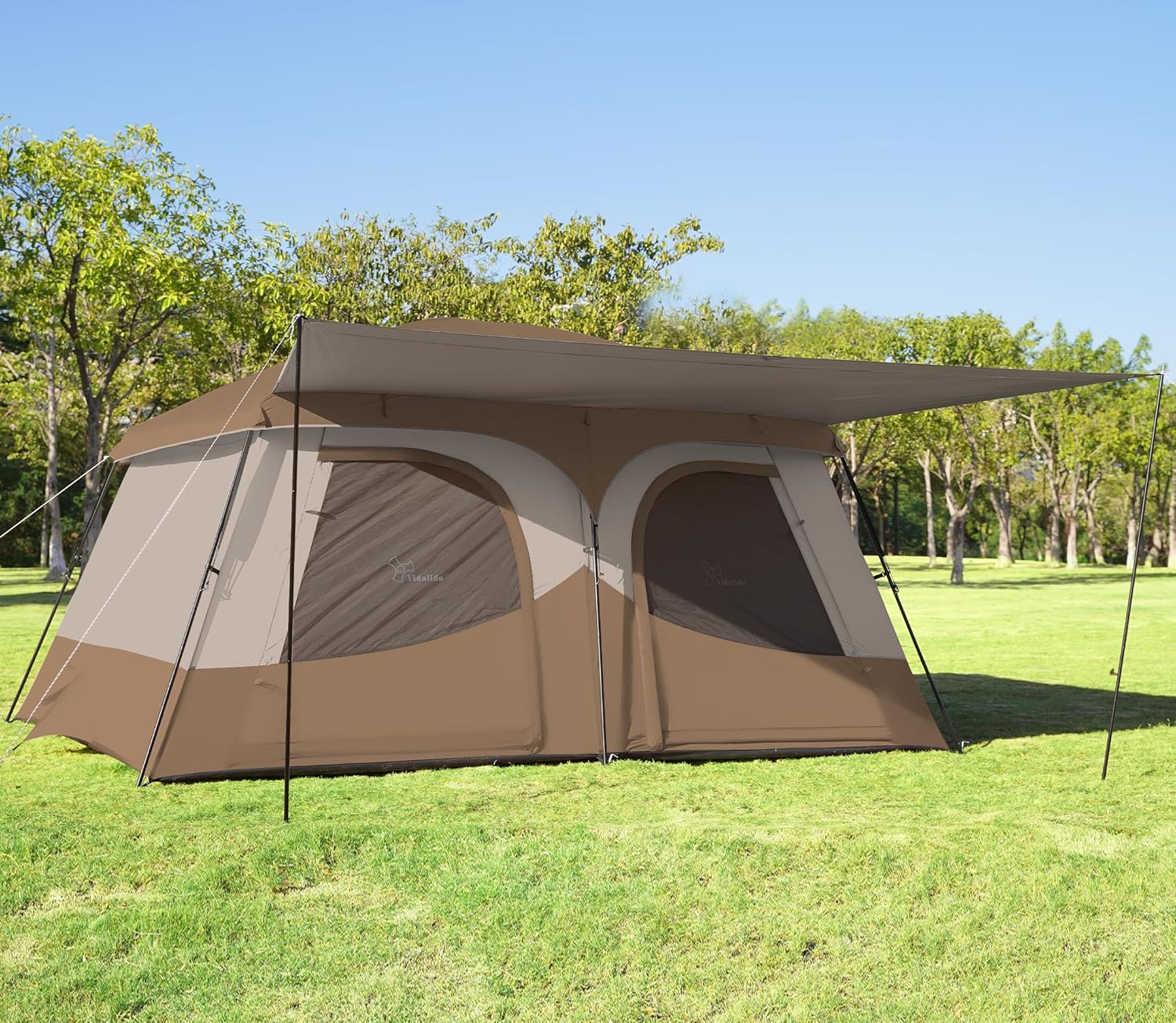 Vidalido Tents，8-10 Person Camping Tent with Extended Vestibule，2 Room Weather Resistant Family Tents，Easy Install Waterproof Outdoor Tent for Camping Hiking