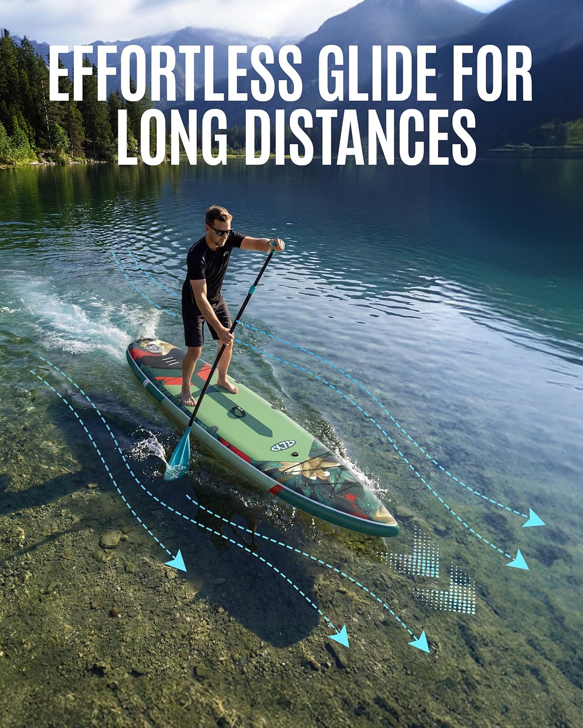 ZLX 11’6 Touring Inflatable Paddle Board | Extract Wide Fast-Tracking SUP for Long-Distance Touring | Stable Stand Up Paddle Board with Seat, Backpack & Accessories for Adults, All Skill Levels