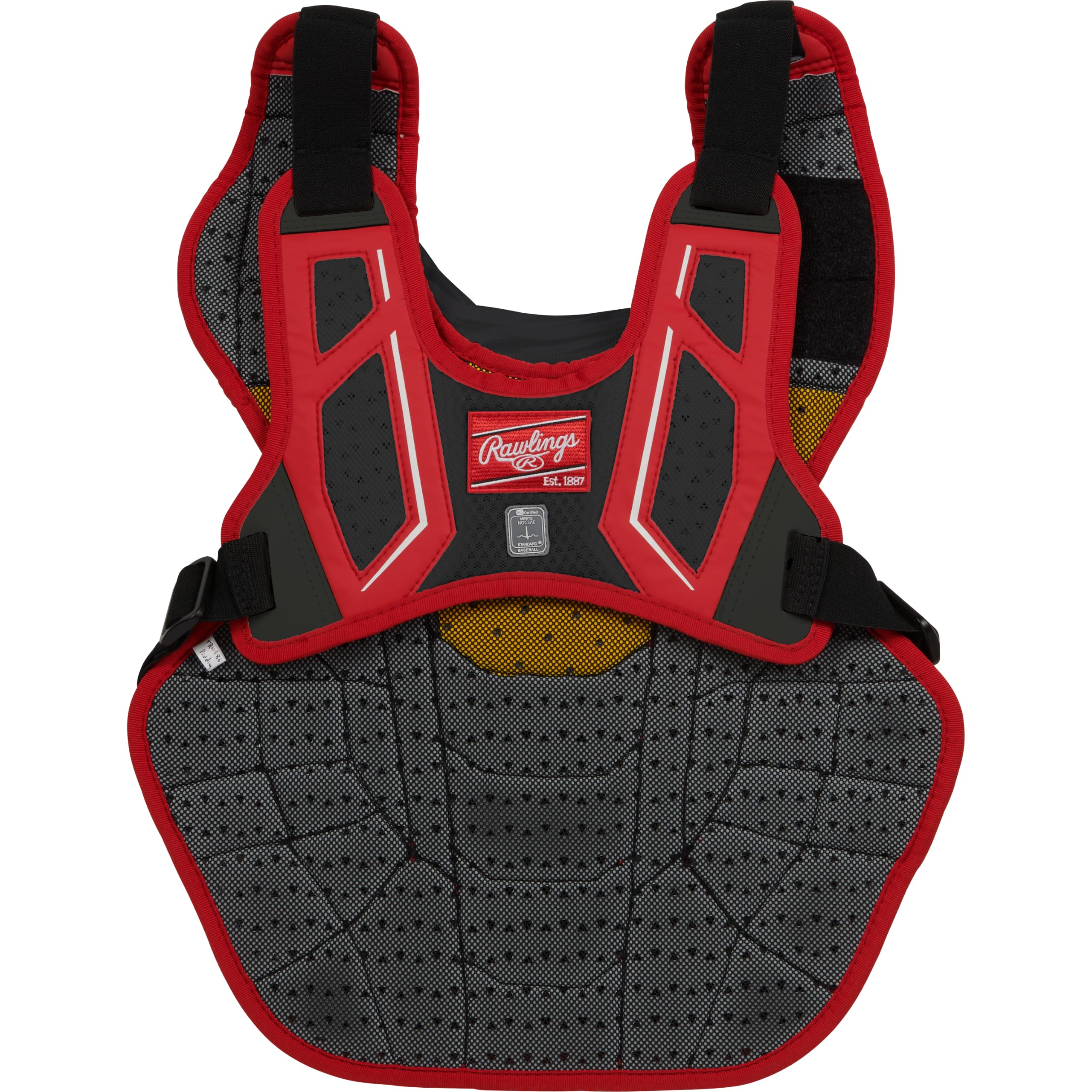 Rawlings | VELO 2.0 Catcher's Chest Protector | Baseball | Adulto - 43,2 cm | Nero/Scarlatto