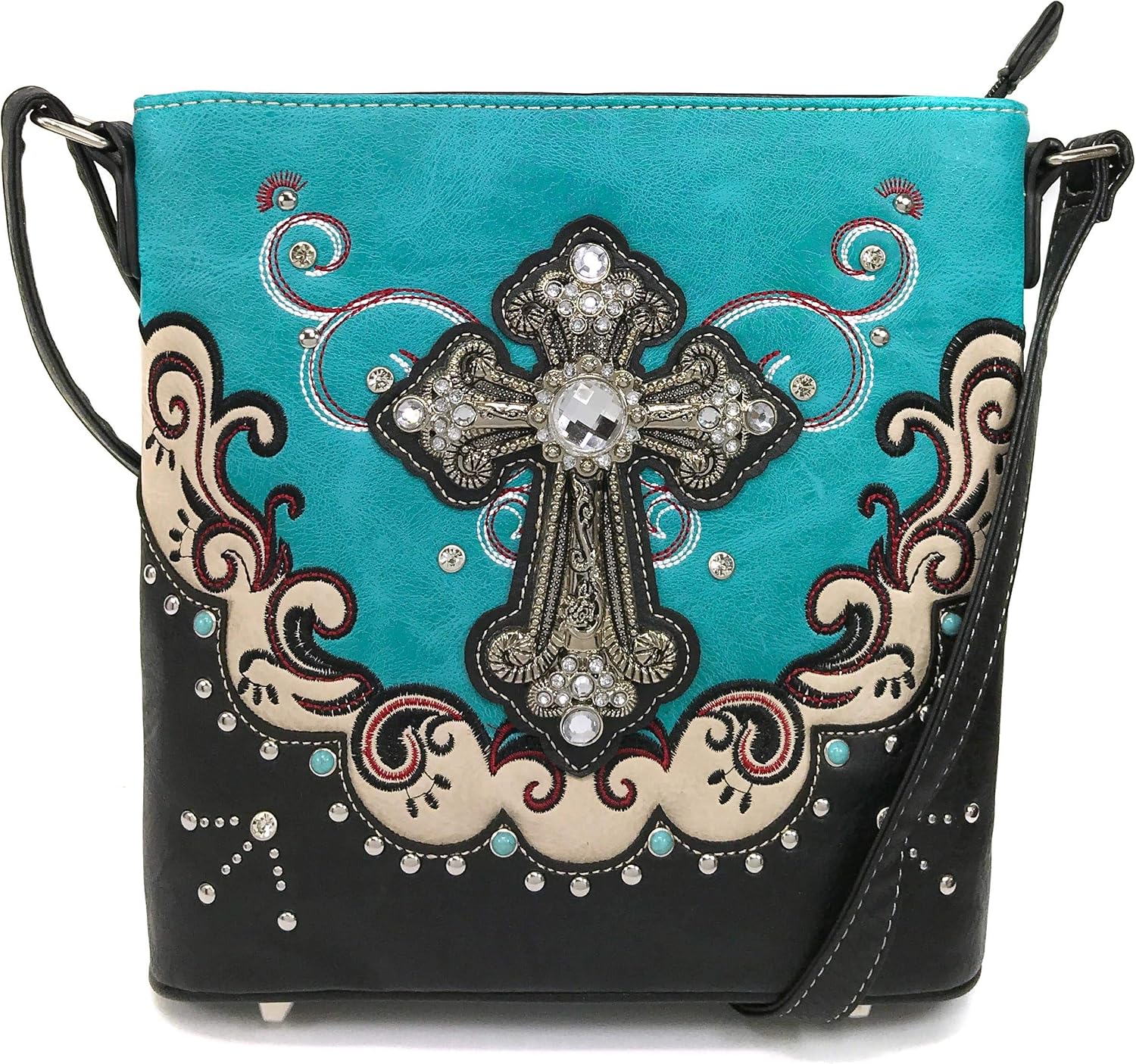Zelris Western Silver Cross Turquoise Women Conceal Carry Crossbody Messenger