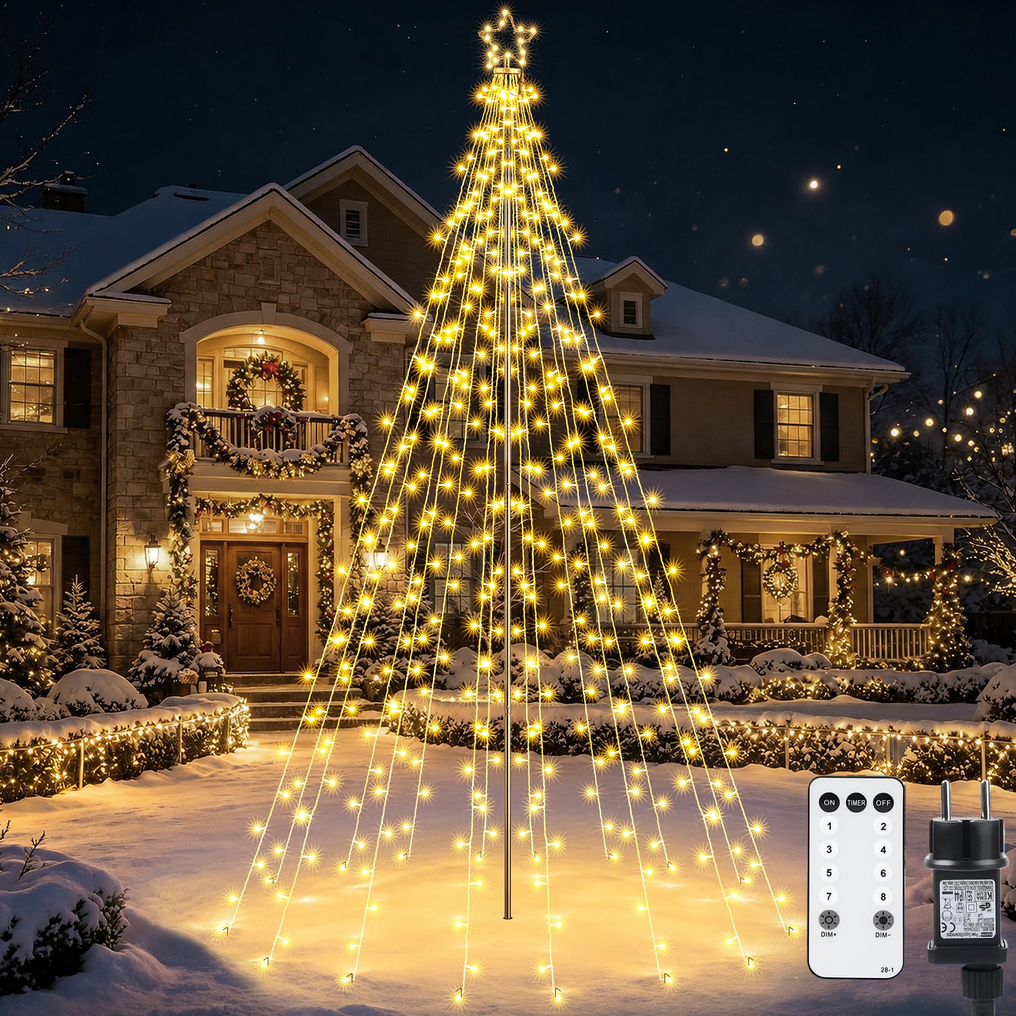 Joomer Luces Arbol Navidad con Estrella Topper 568 LED 3,87M Blanco Cálido