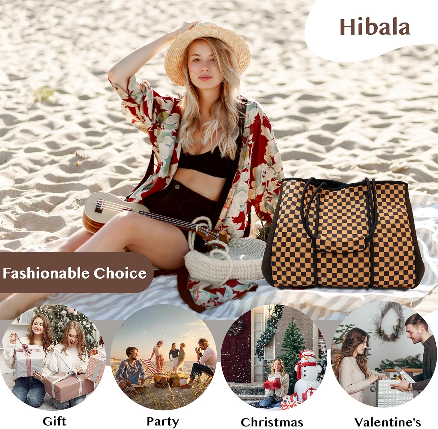 Hibala Neoprene Multipurpose Beach Bag,Gym/Travel/Pool Bag,Tote For Women&Men