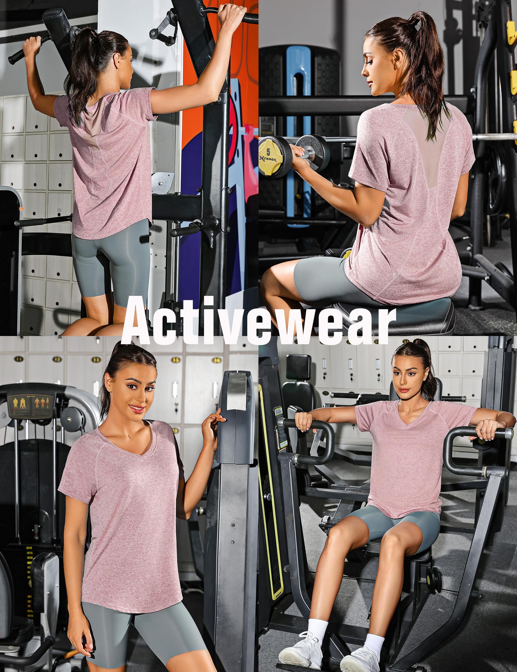 Wayleb Camiseta Deportivo Mujer Camiseta de Manga Corta Camiseta Holgada de Secado Rápido Camisetas de Malla Mujer Yoga Fitness Top Ropa Deportiva Entrenamiento Atlético — view 5