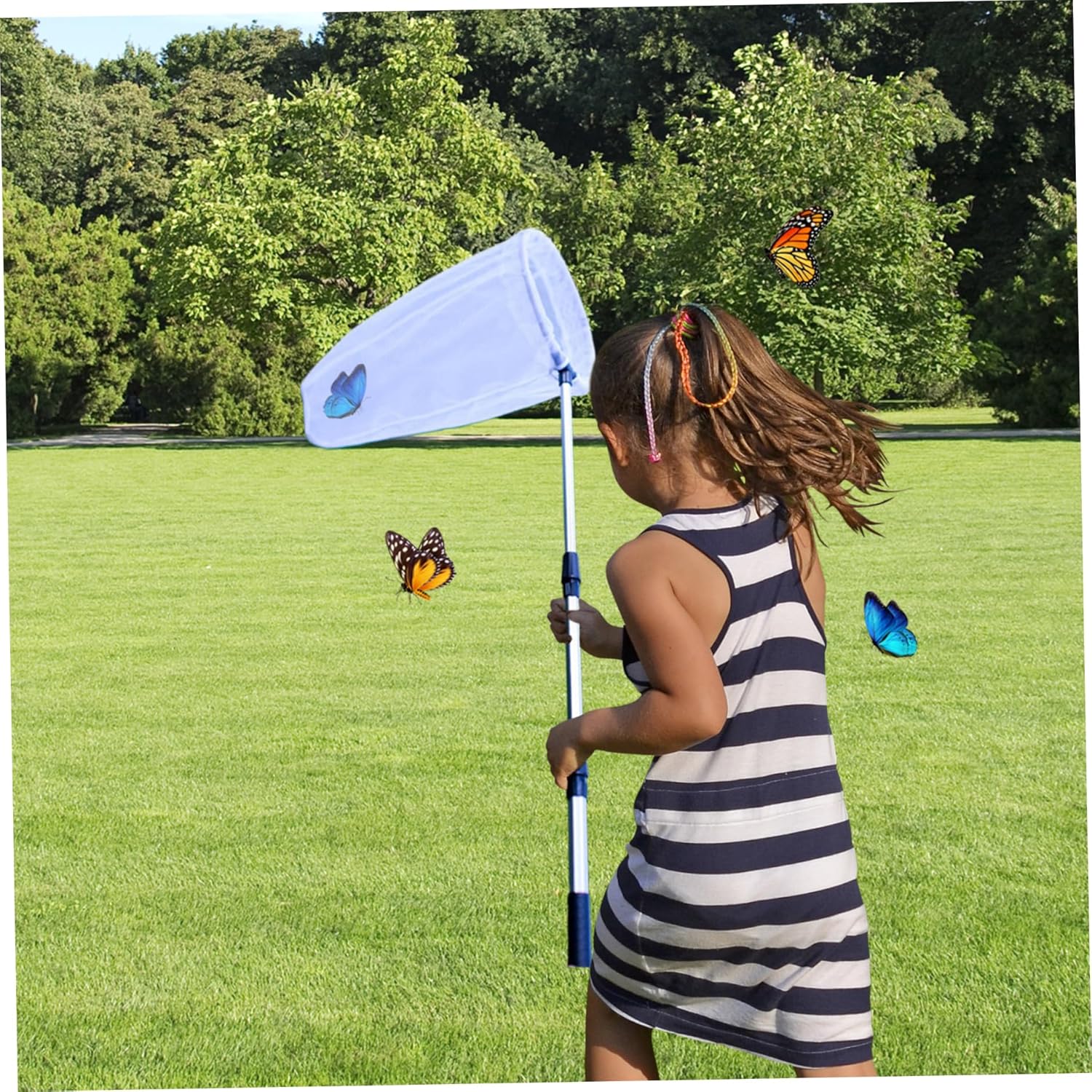 Butterfly Nets with 11in Wide Ring Telescopic Butterfly Catcher with Anti-Slip Handle Sturdy Outdoor Fishing Bird Netting for Kid Adult
