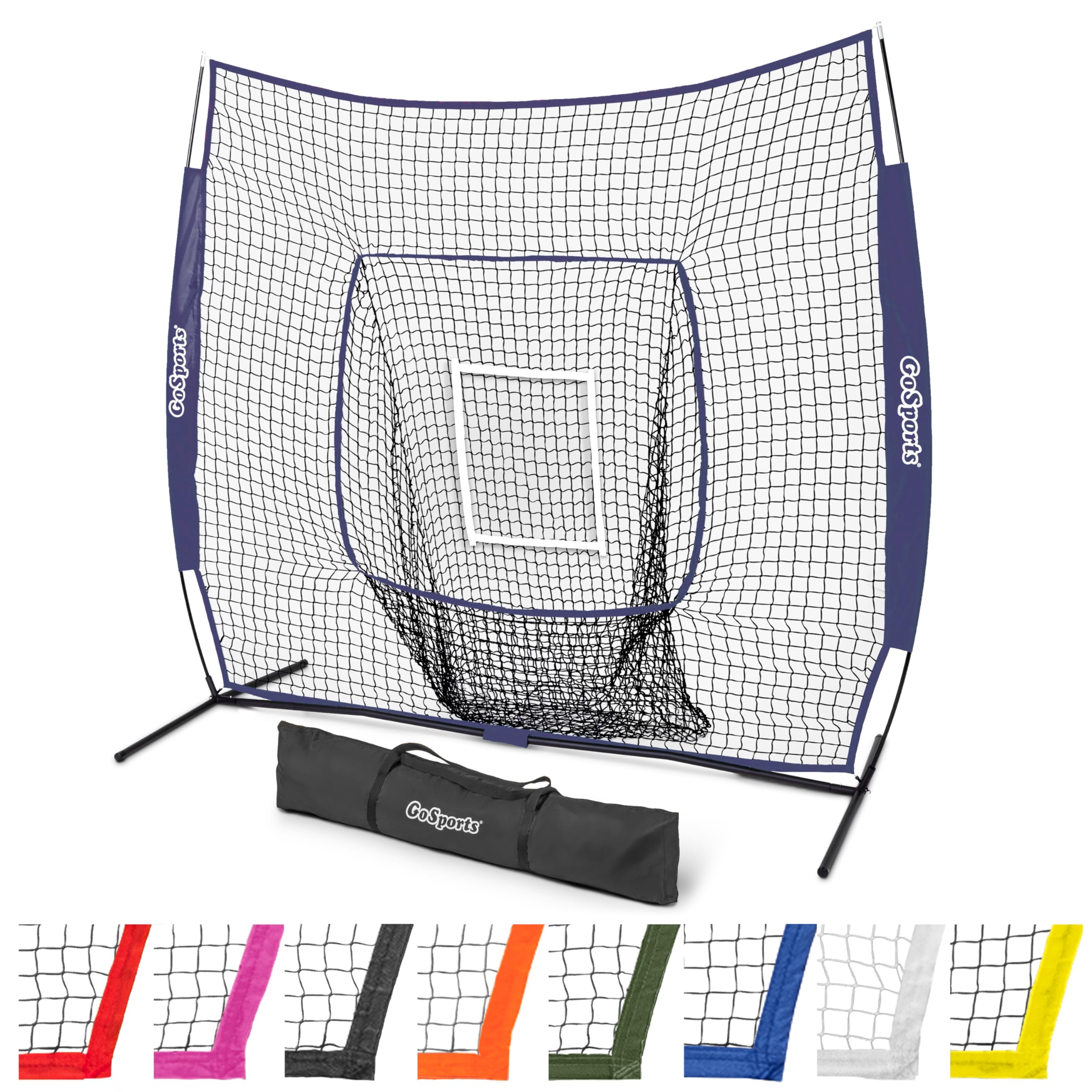 7 x 7 ft Baseball & Softball Nets - Available in Team Colors - Batting & Pitching Net with Strike Zone