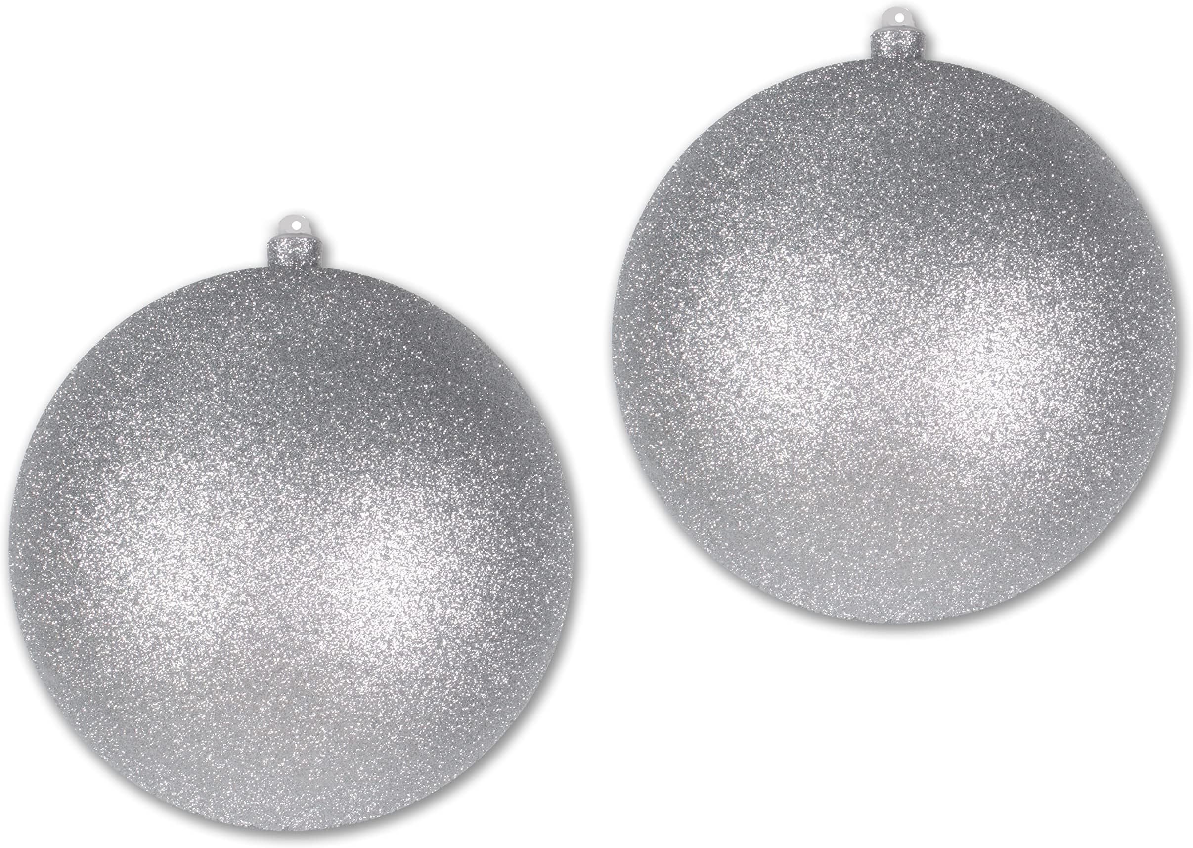 Queens of Christmas 2 Pack 200mm 8" Silver Glitter Ball Ornament with Wire