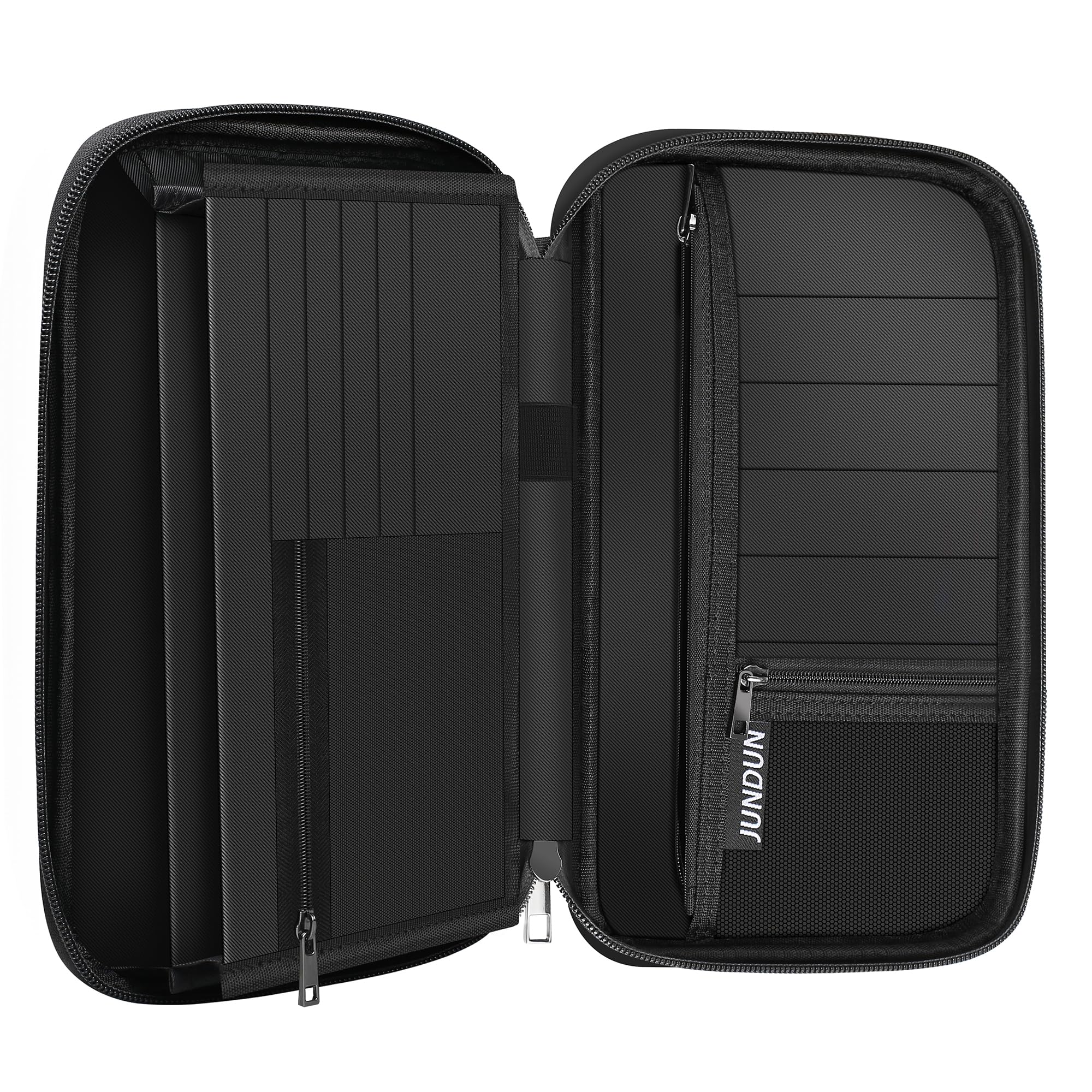 JUNDUN Family Passport Holder,Upgraded Material Fireproof Travel Passport Wallet with 2 Pockets,Travel Document Organizer Case for Passport,Card and