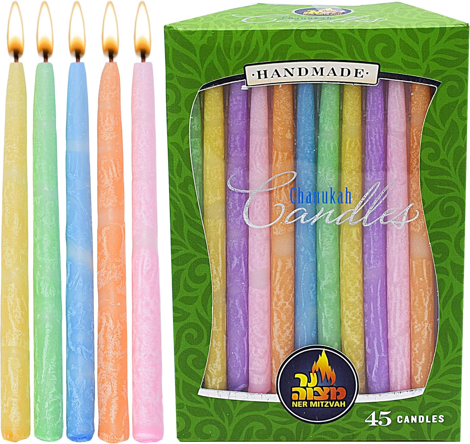 Dripless Chanukah Candles Standard Size Frosted Multi Colored