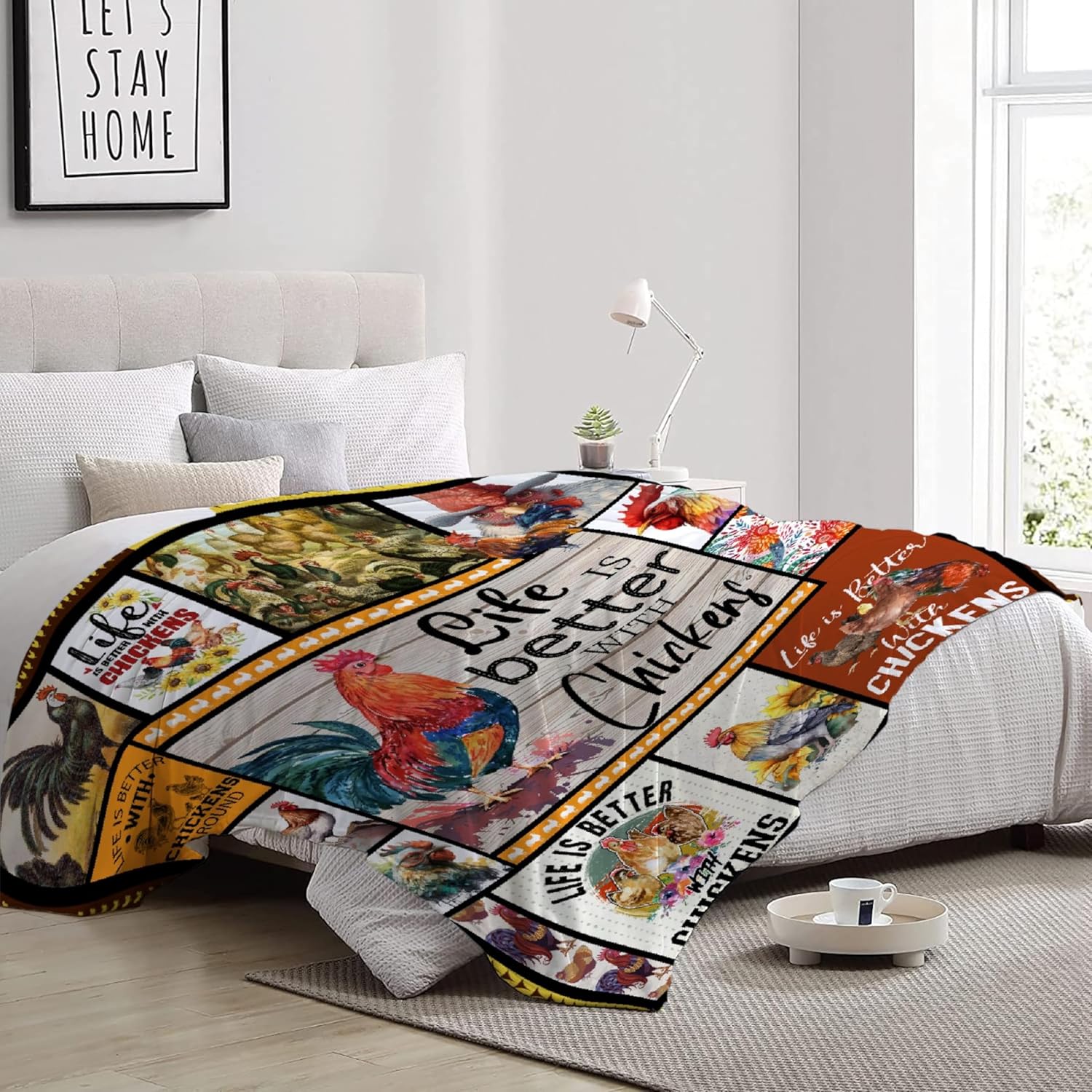 Life is Better with Chickens Blanket Rooster Hen Printed Throw,Warm Soft Plush Lightweight Flannel Blanket,Farmer Lover Couch Bedding 40x50in for Kids/Child - Image 4