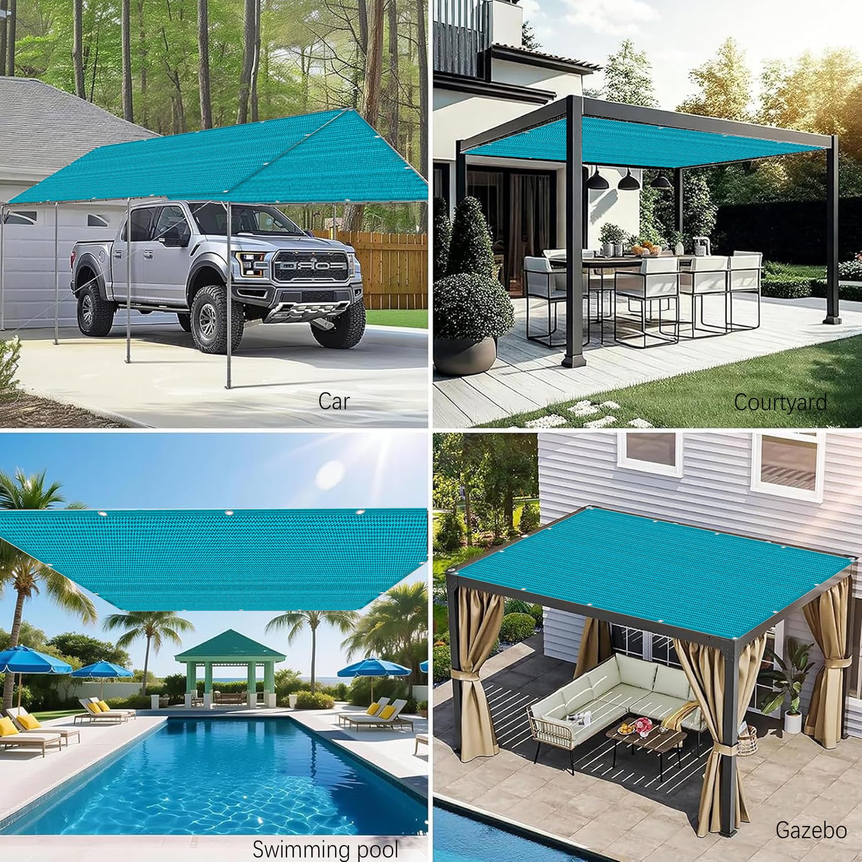 Sonnensegel mit Ösen 2 x 2.2 m 100% Polyester Uv-Beständiges, Wetterfest, Ohne Bohren, Leicht Haltbarkeit, Outdoor Schattierungsnetz Balkon mit Ösen für Balkon Terrasse, Blau