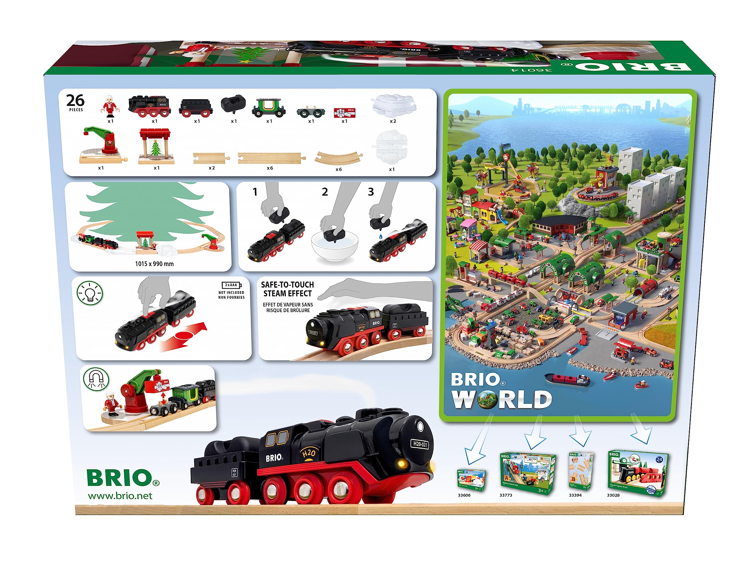 BRIO World Batterie-Dampflok Weihnachts-Set - Spielzeug ab 3 Jahre