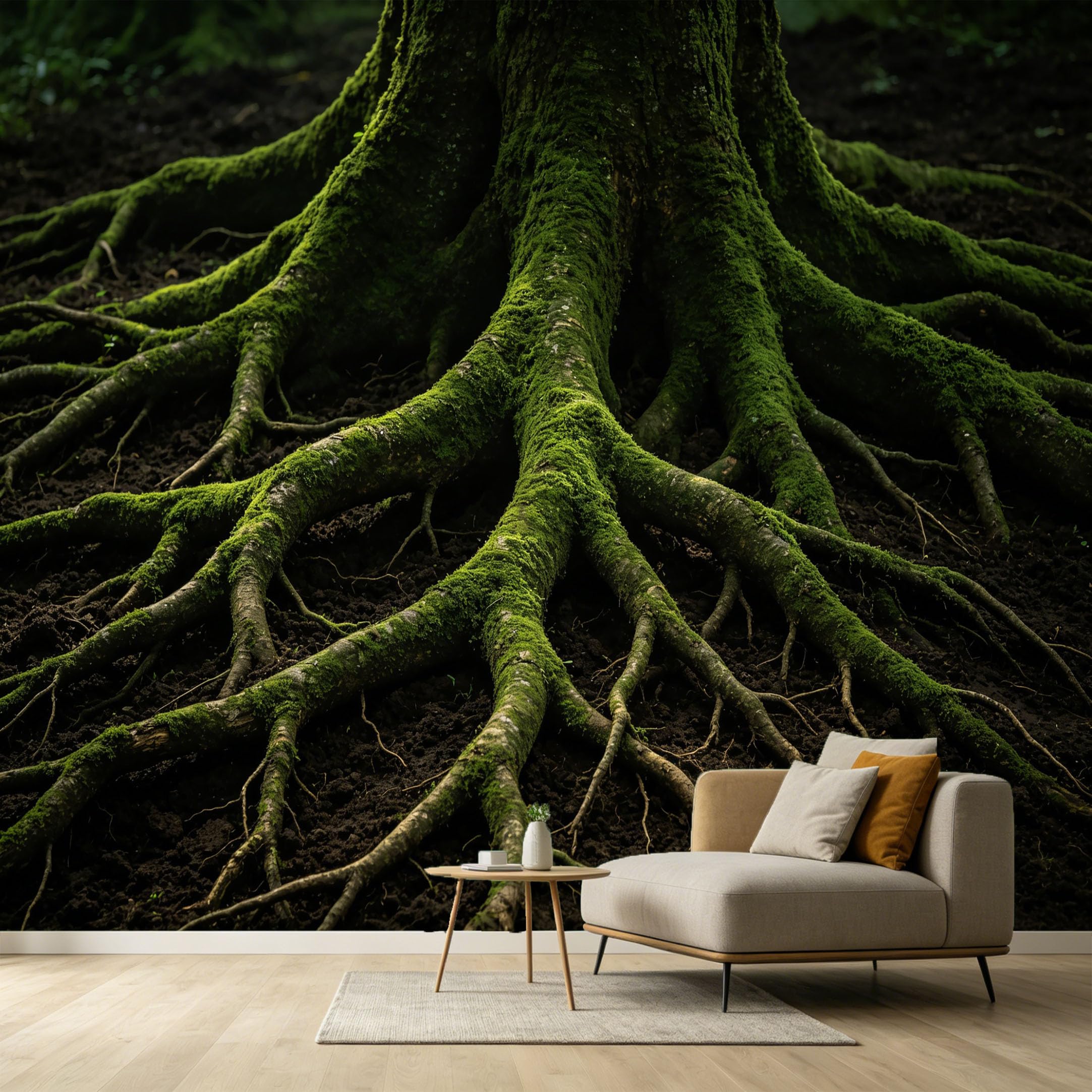 Custom Size Wall Murals Ancient Tree Root Mossy Forest Landscape Textured SelfAdhesive Wall Fabric Removable Large Wallpaper for Photo Living Room Interior Decor Wall Art