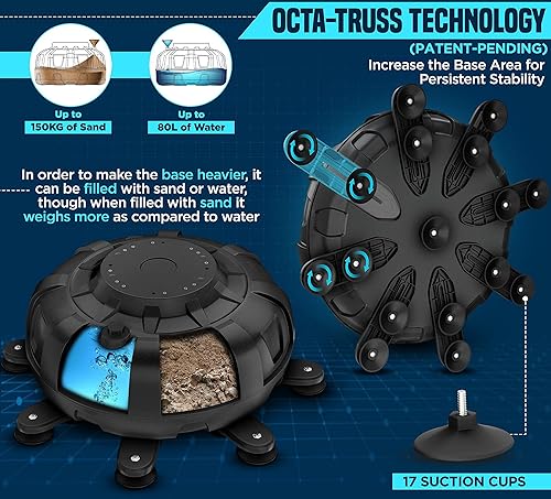 Miniatura 2 de RDX Saco de boxeo independiente de 6 pies XXL con cubierta y guantes, juego de saco de boxeo resistente para adultos, 17 ventosas, base de soporte