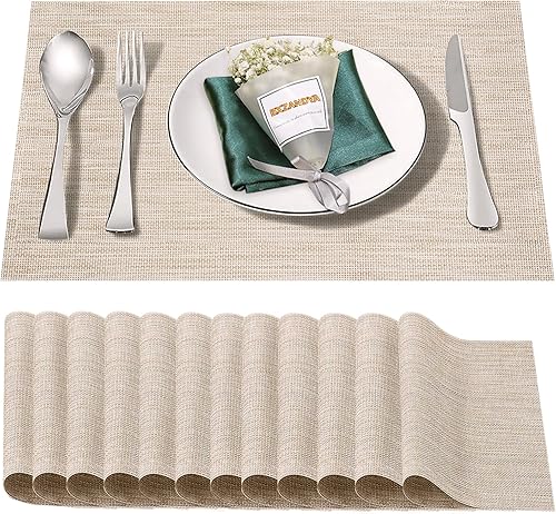 Miniatura 33 de Juego de 6 manteles individuales, lavables, resistentes al calor y a las manchas para interiores y exteriores, manteles individuales de vinilo Negro