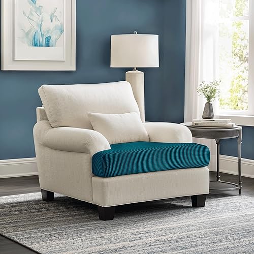 Vista 233 de CHUN YI - Funda elástica de cojín para sofá biplaza, funda de asiento de sofá con tela jacquard de elastano (mediana, color verde azulado) Verde