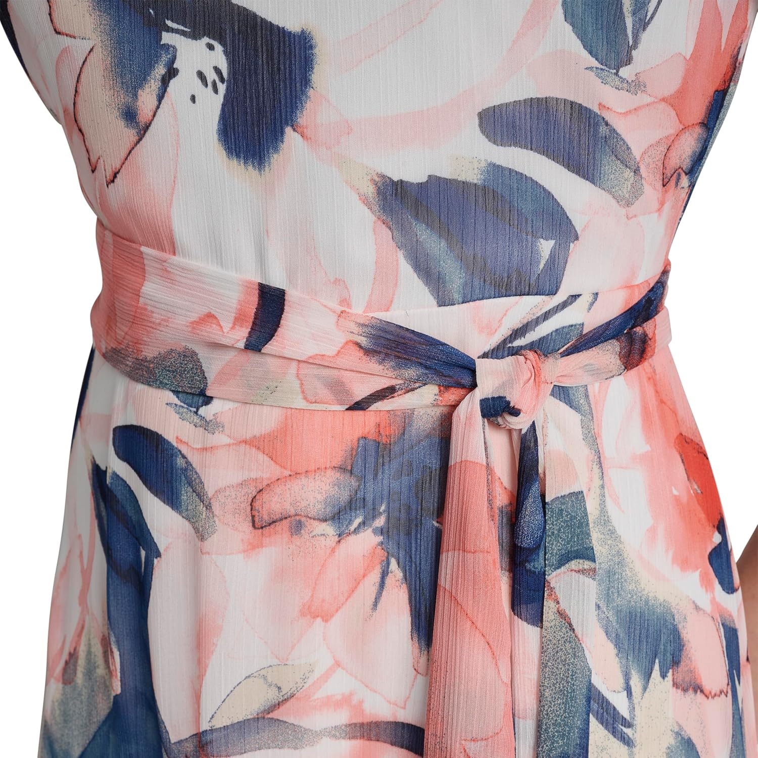 DKNY Womens Flutter Sleeve Round Neck Waist Tie Midi Dress - Image 6