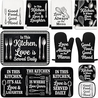 Tieshankao10Pcs Black White Kitchen Decor Set for Home Baking Gifts Favor