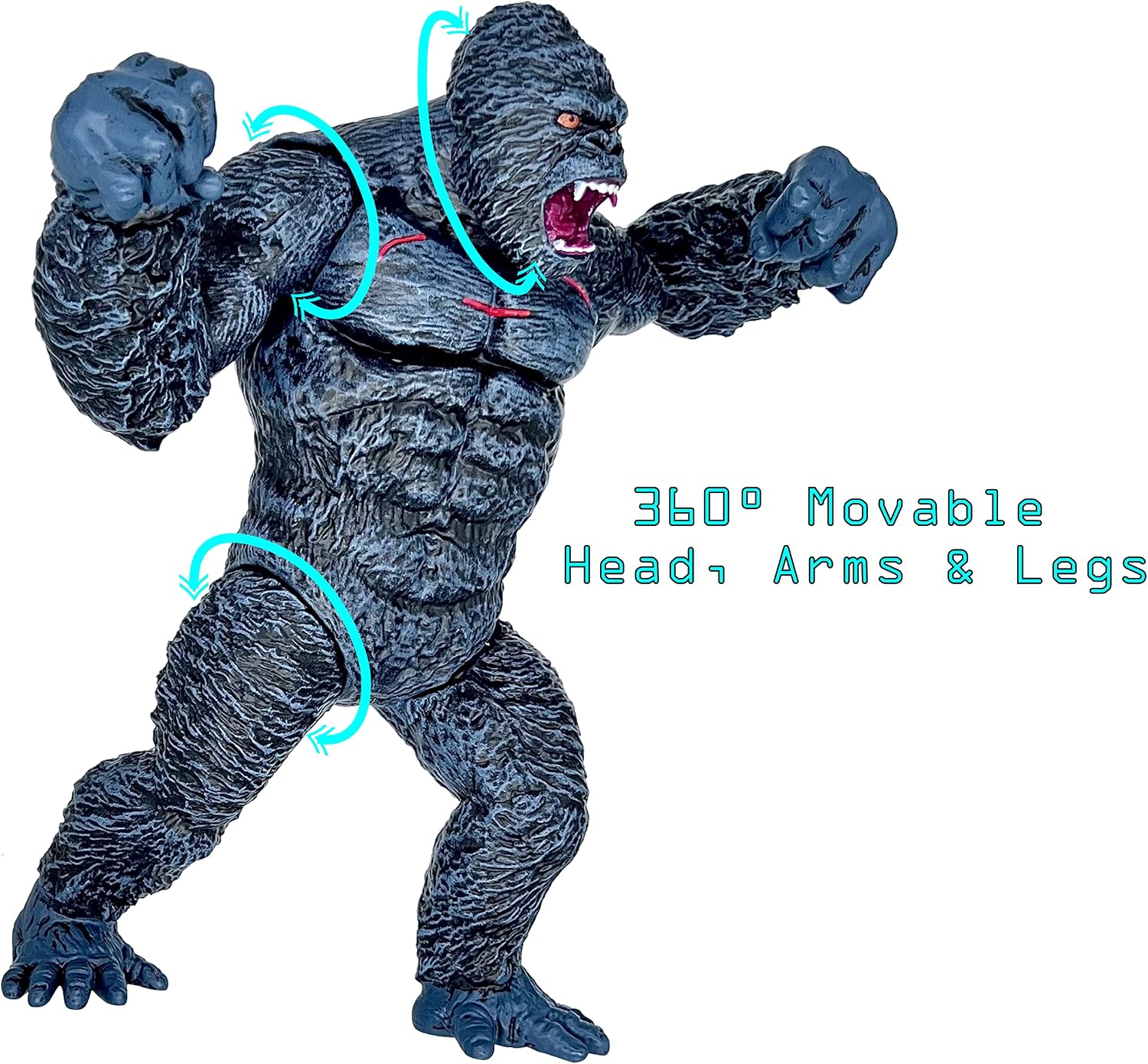 TwCare Giant King Kong vs Godzilla Attack Action Figure 11” Movie Series Fight Mode Gorilla Ape Solid Wild, Travel Bag image 4