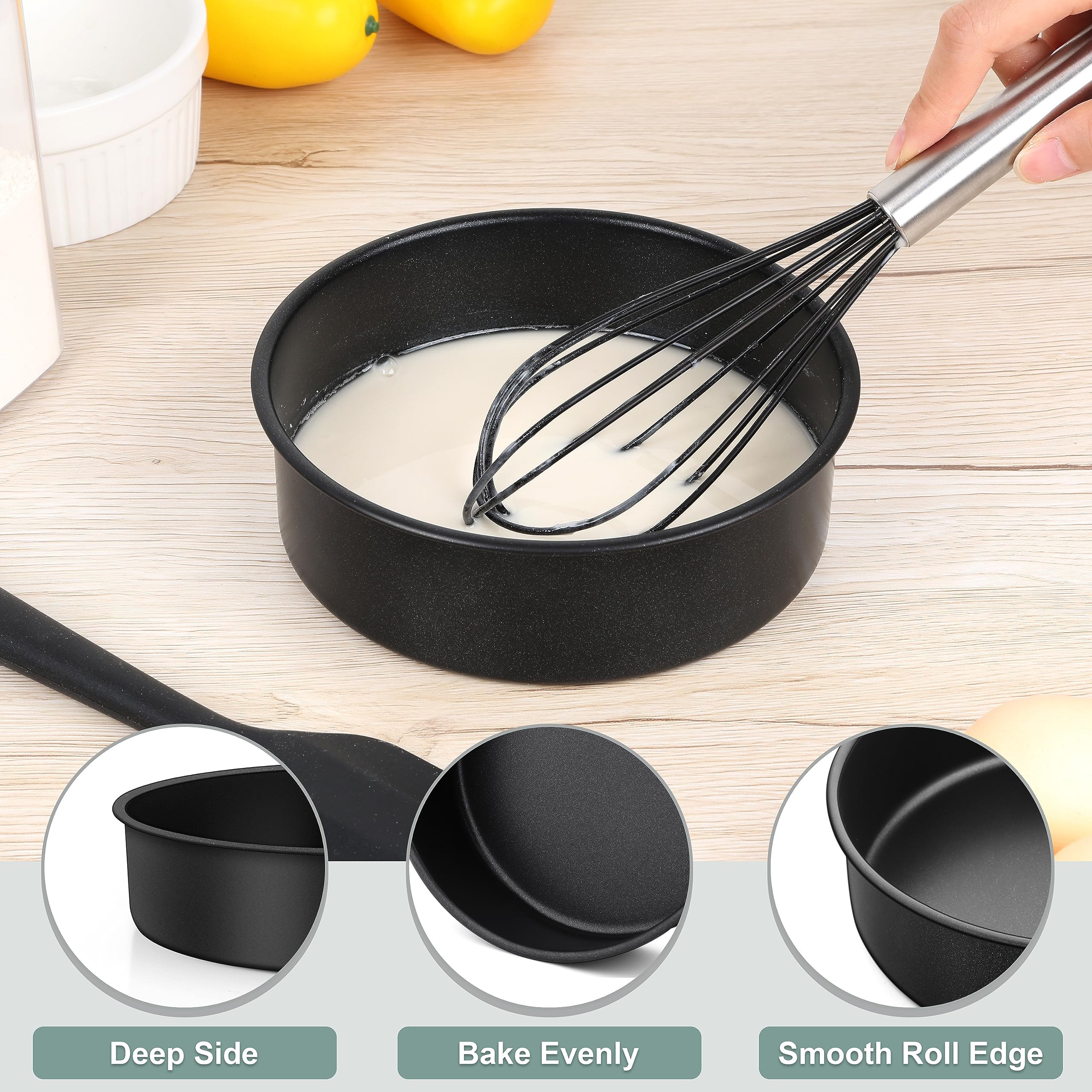 Herogo Set 3 Tortiere Antiaderenti In Acciaio Inox Ø16x5cm | Teglie Per Torte A Strati | Matrimonio, Compleanno, Feste - 4