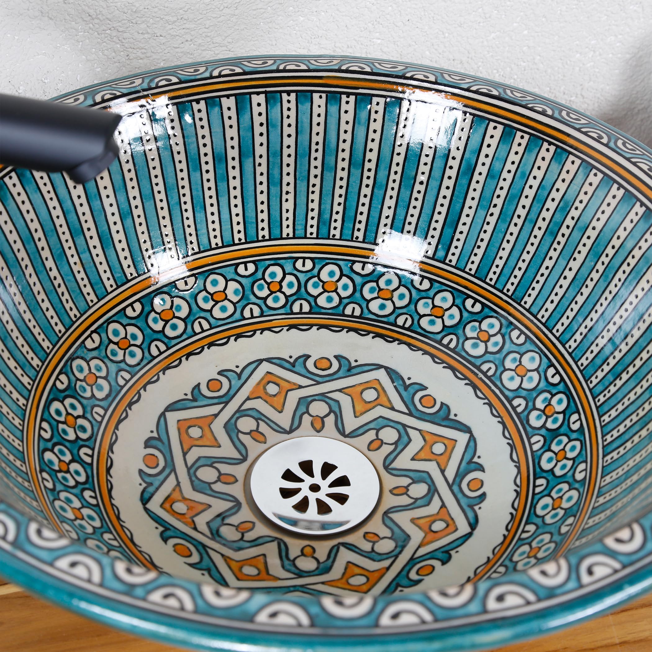 Casa Moro Lavabo de cerámica para baño y aseo de invitados, lavabo empotrable sin orificio para grifo y sin rebosadero/bufanda redonda