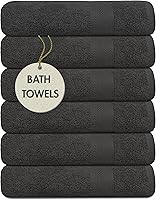 Vista 21 de Medium Size Bath Towels Set of 6 – 100% Cotton Terry – 24" x 48" – Quick Dry, Soft & Highly Absorbent – Black Towels for Bathroom, Gym, Spa, Pool &