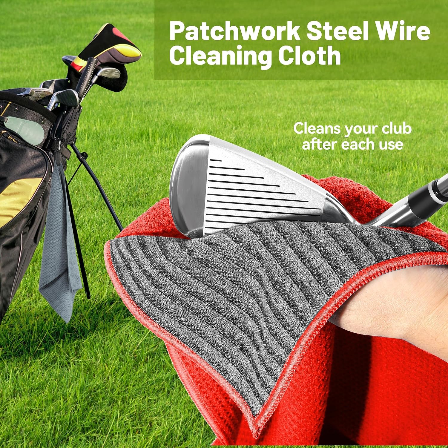 2-Pack Magnetic Golf Towel, Steel Wire Cleaning Cloth, Ultra Absorbent image 2