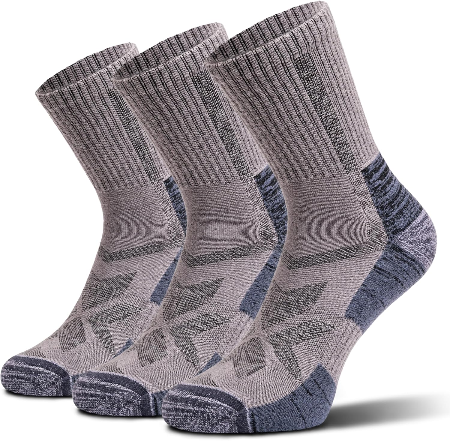 NORDIC Socks Merino Wool Lightweight Hiking Socks for Men & Women, 3-Pack Crew, Anti-Blister, Moisture-Wicking