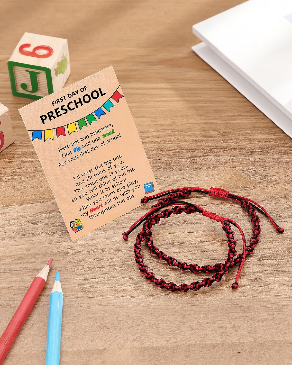 First Day of Kindergarten/Preschool Bracelet Mommy and Me, Mother Son Back to School Gifts