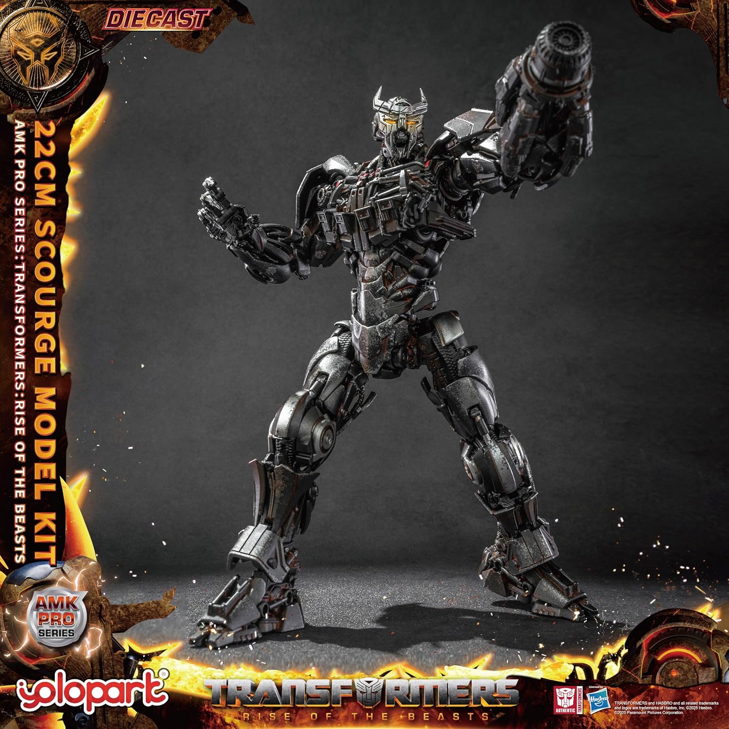 YOLOPARK Transformers AMK PRO Scourge Action Figure, 8.66 Inch Rise of The Beasts Transformers Toy with Magnetic Control LED,Highly Articulated Collectible Model Kit for Ages 15 and Up,No Converting
