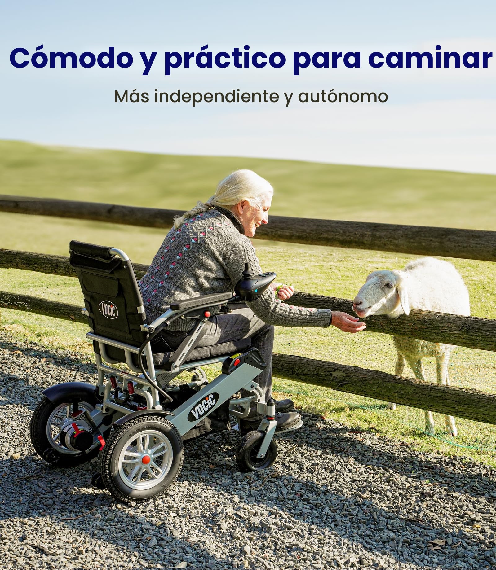 VOCIC V62 Silla de ruedas electrica plegable ligera 25KG | Sillas electricas de doble batería 136KG,25KM aluminio electric wheelchair para todos los terrenos,Aprobado por la aerolínea