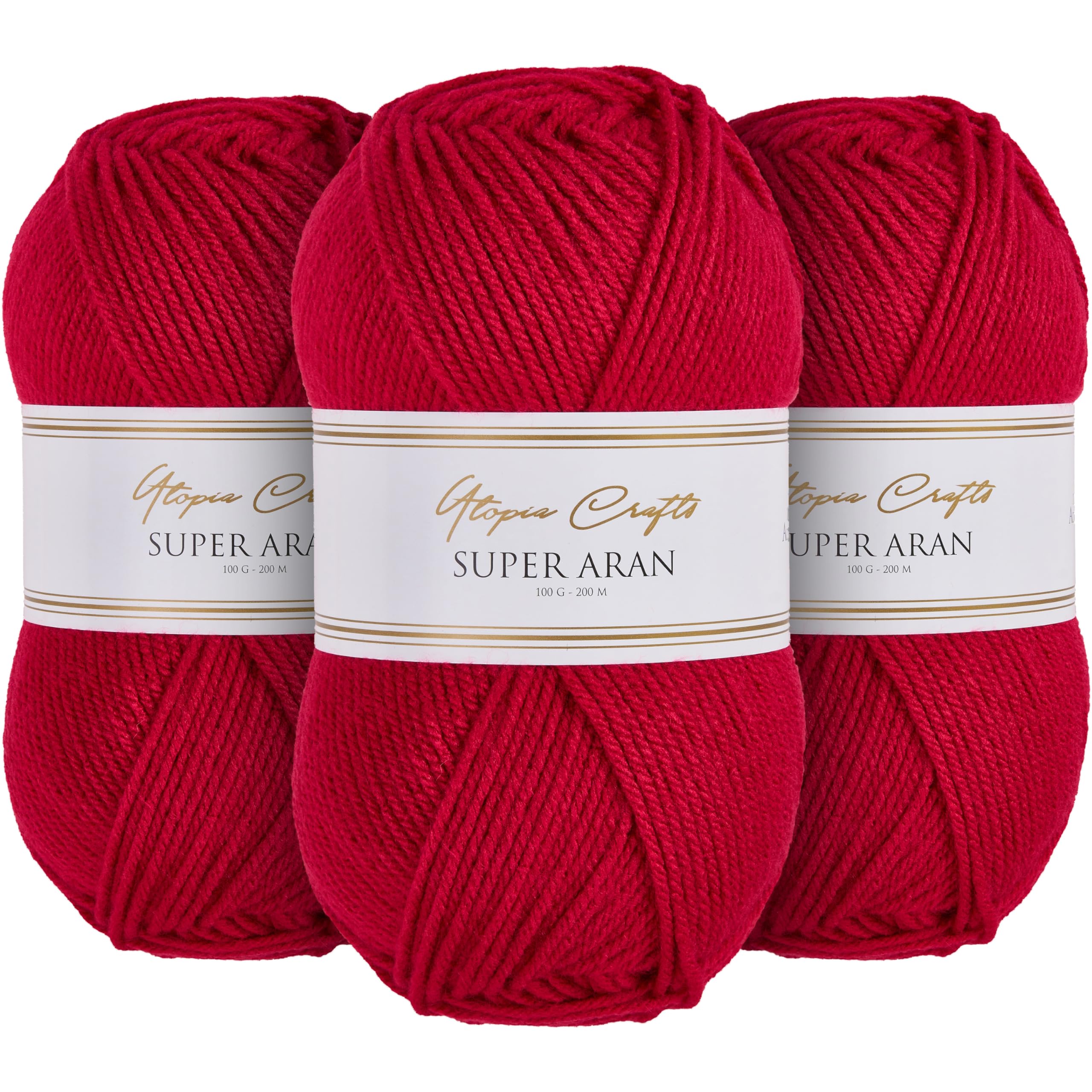 Utopia Crafts Super Aran Knitting and Crochet Yarn 3X 100g (Deep Berry)