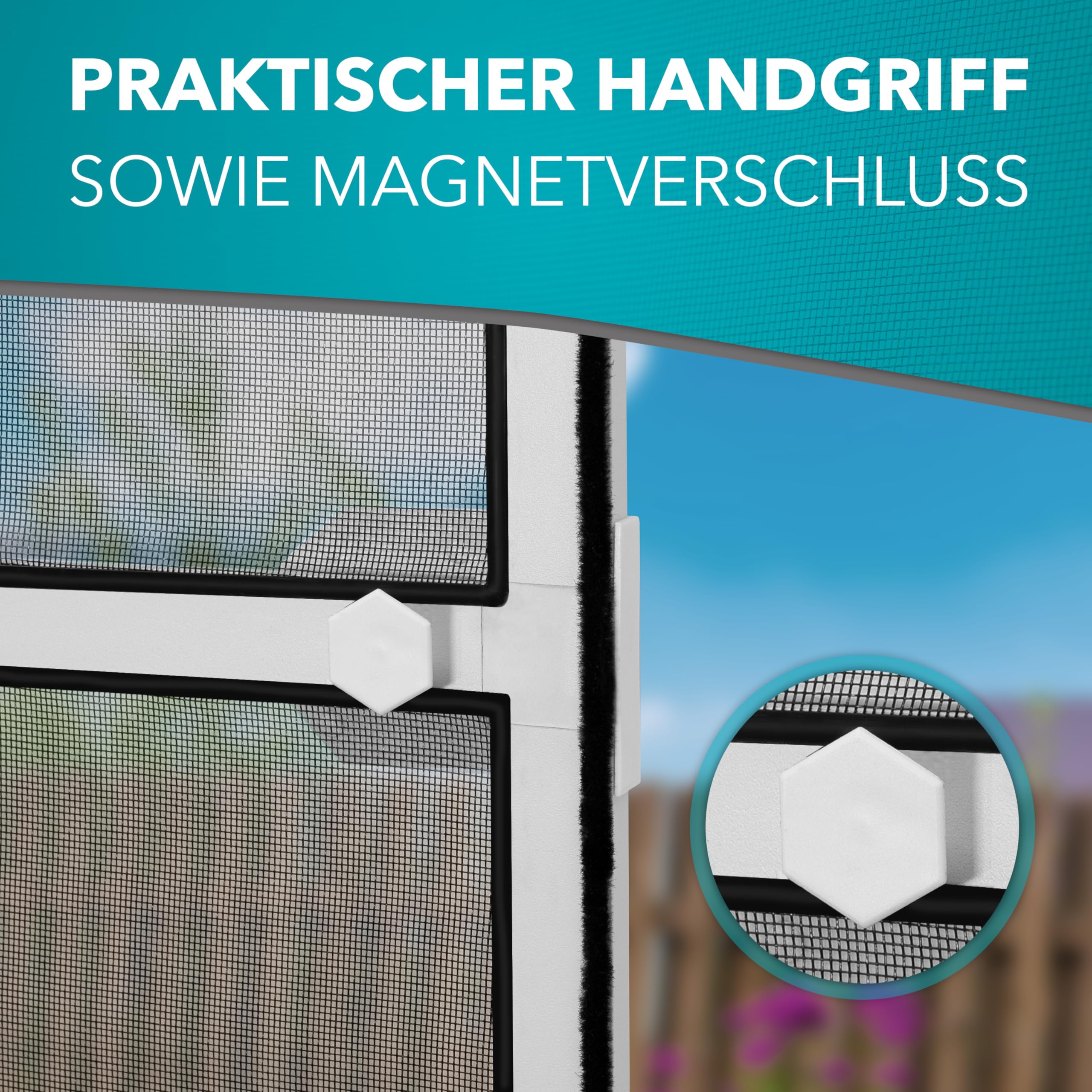 APANA - Fliegengitter Tür mit Alurahmen als Trittschutz - Insektenschutz Tür für Balkontür & Terrassentür - Mückenschutz Tür mit automatischem Türschließer & Magnetverschluss (100 x 210 cm | Weiß)