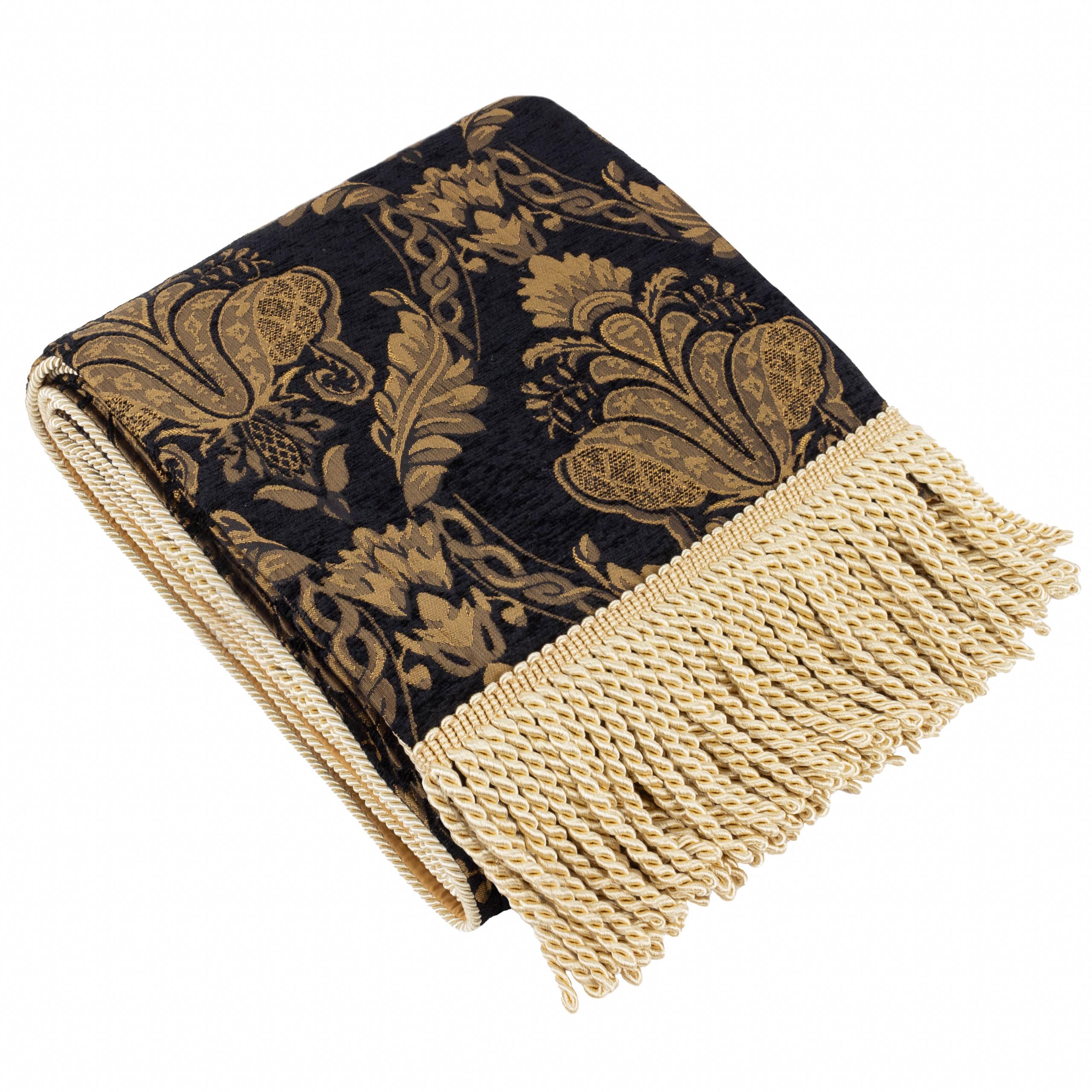 Paoletti Unisex Black Shiraz Traditional Floral Jacquard Throw In