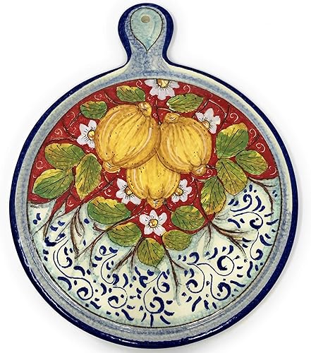 CERAMICHE PARRINI - Utensilios de cocina de cerámica italiana, utensilios de cocina, salvamanteles de cerámica decorados limones pintados a mano