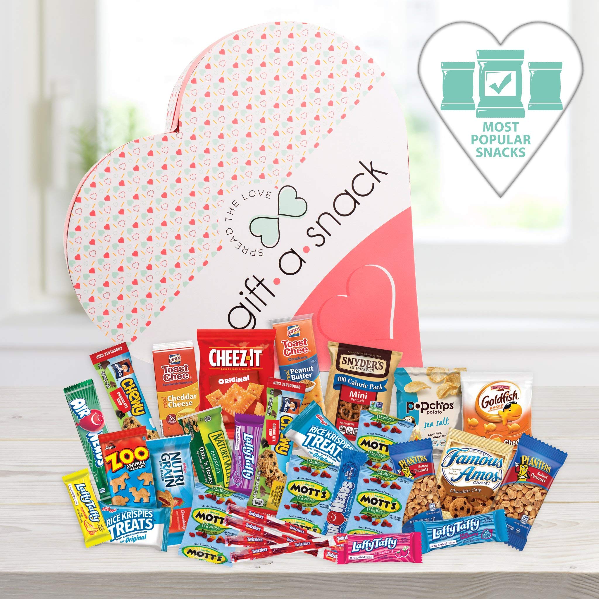 Heart Snack Box Variety Pack Care Package (30 Count) College Student